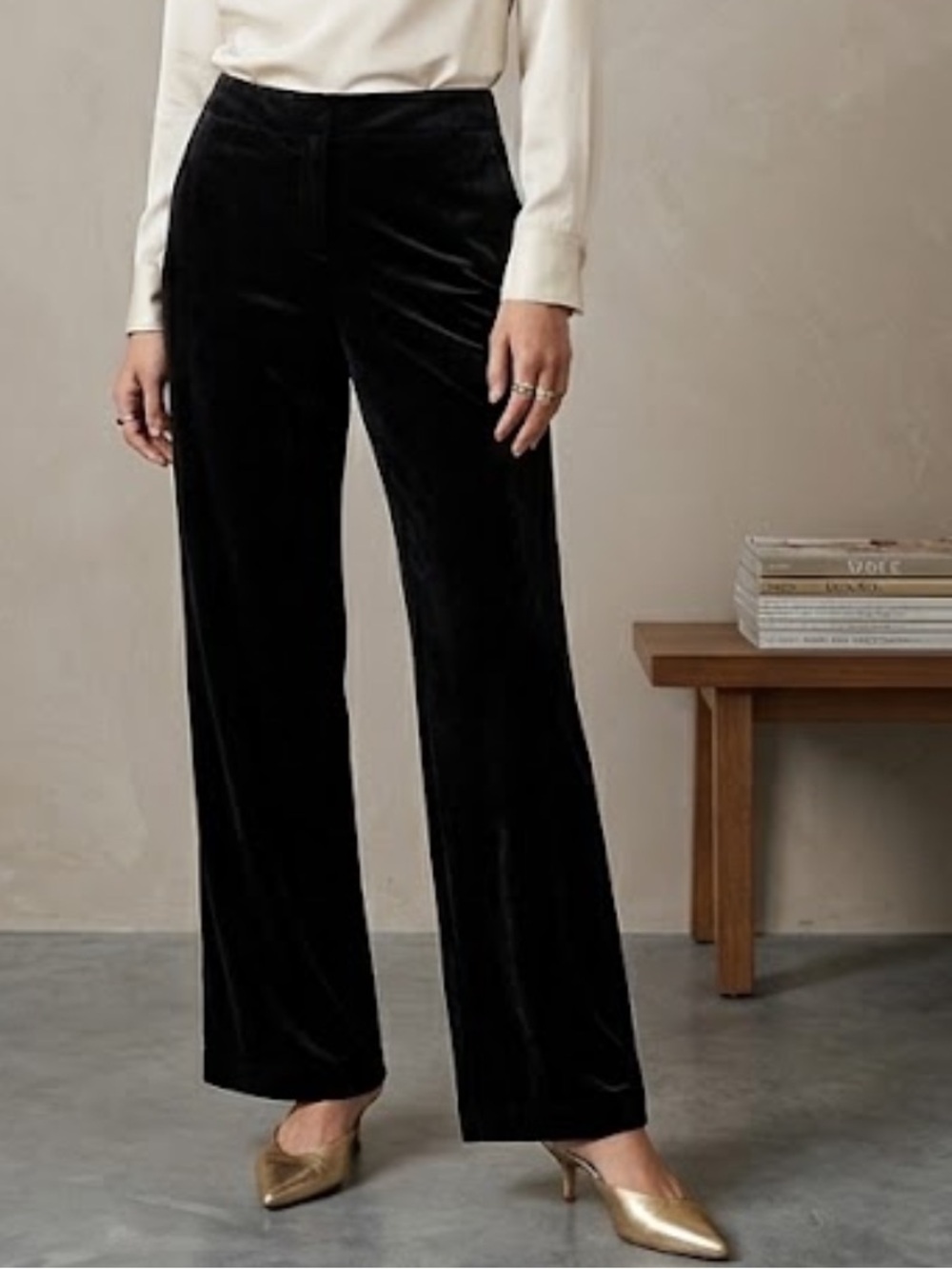 Y2K Vintage INC Black silk Velvet Wide-Leg Pants size 8